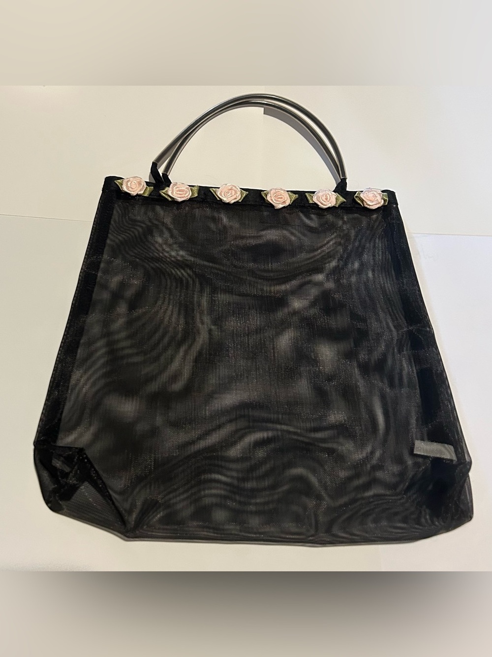 New Victoria's Secret Black Mesh Evening Bag 12 Roses
